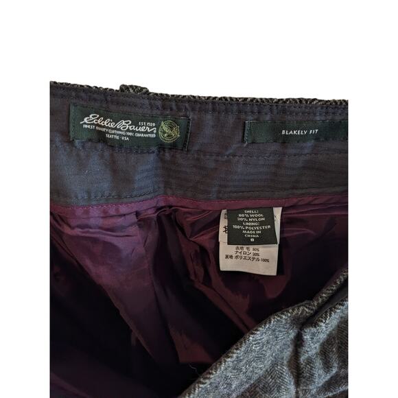 Eddie Bauer Wool Blakely Fit Herringbone Straight Leg Trousers Size 8 - Picture 6 of 6